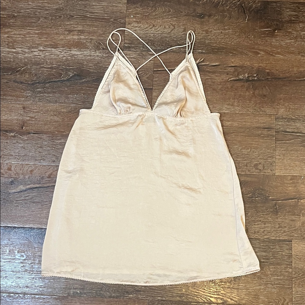Free People Intimately  mini slip dress with lace trim M EUC